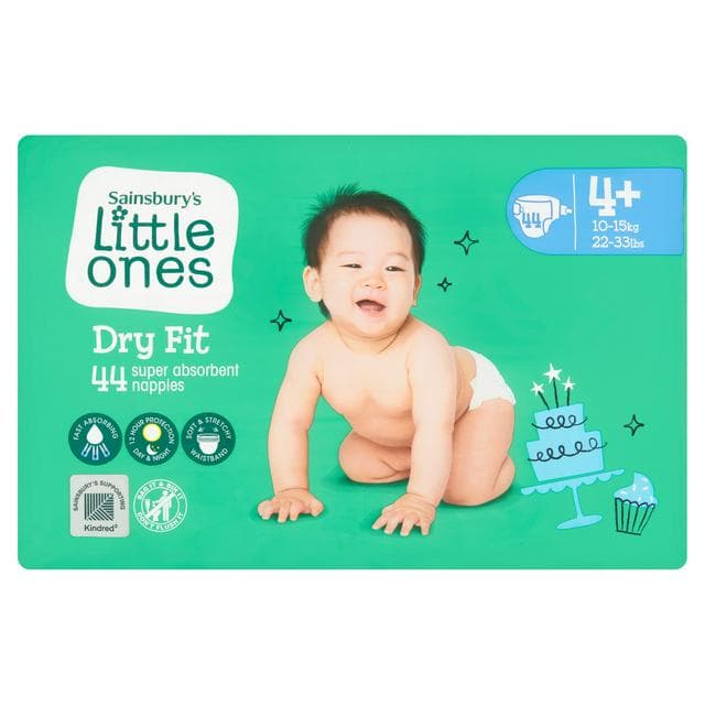 Sainsbury's Little Ones Dry Fit Size 4+ Maxi Plus 44 Nappies - gallery image 1
