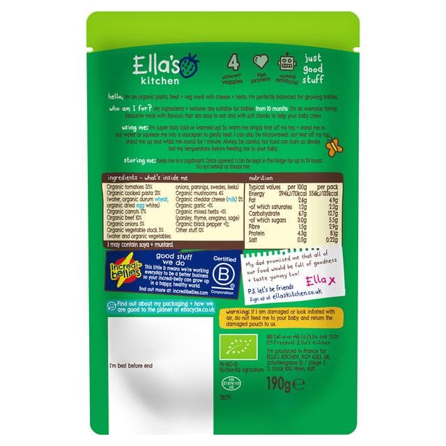Ella's Kitchen Organic Spag Bol with Cheese Baby Food Pouch 10+ Months 190g - gallery image 2