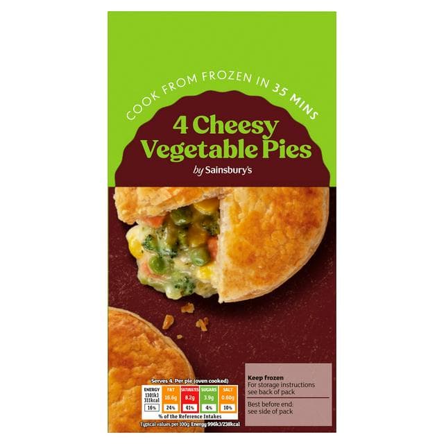 Sainsbury's Vegetable Pies x4 568g - gallery image 1