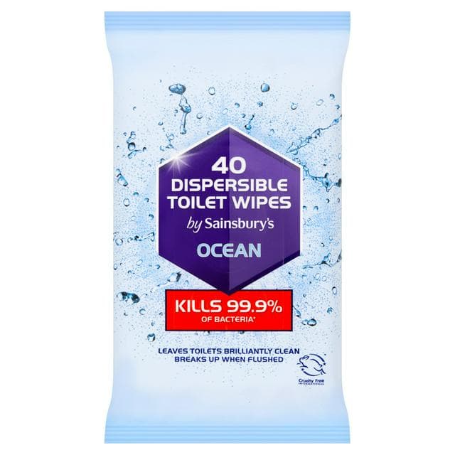 Sainsbury's Dispersible Toilet Wipes, Ocean x40 - gallery image 1