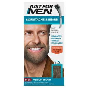Just For Men Moustache & Beard Brush-In Colour Gel Medium Brown M-35