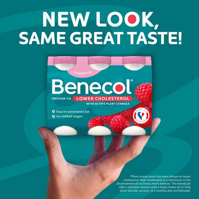 Benecol Raspberry No Added Sugar Yogurt Drink 6x67.5g - gallery image 2