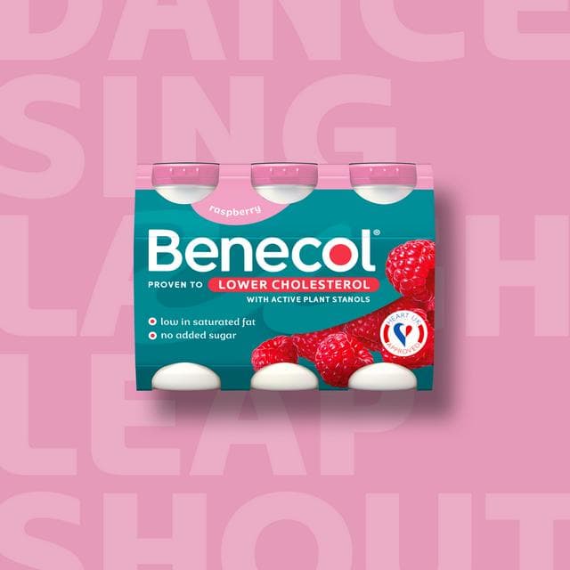 Benecol Raspberry No Added Sugar Yogurt Drink 6x67.5g - gallery image 3
