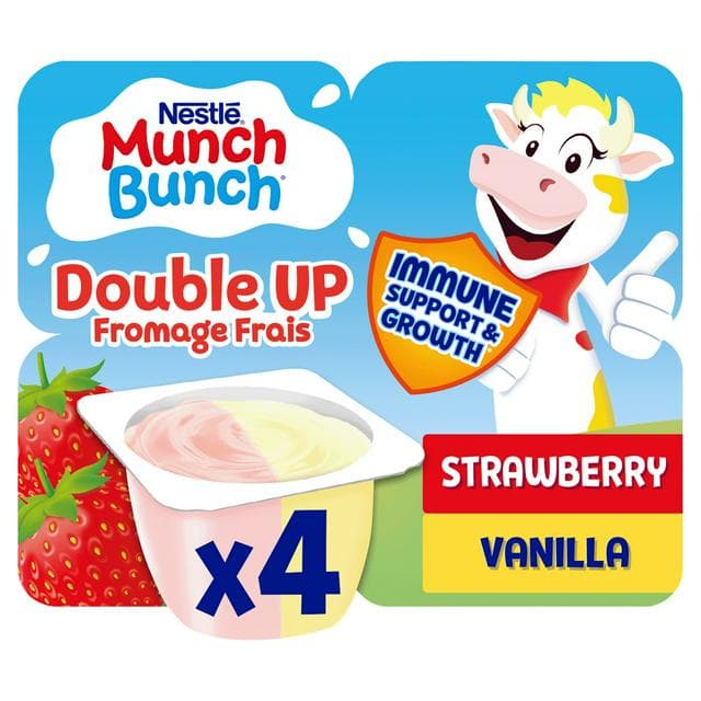 Munch Bunch Double Up Fromage Frais Strawberry & Vanilla 4x85g - gallery image 1
