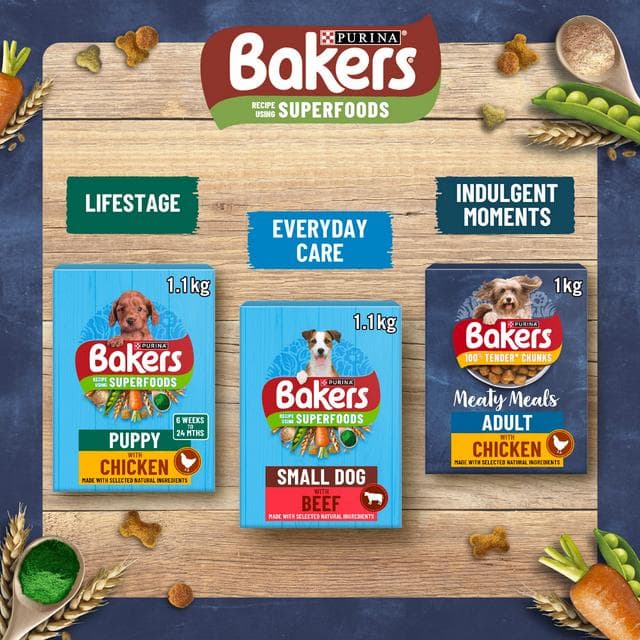 Bakers Meaty Meals Small Dog Beef Dry Dog Food 1kg - gallery image 2
