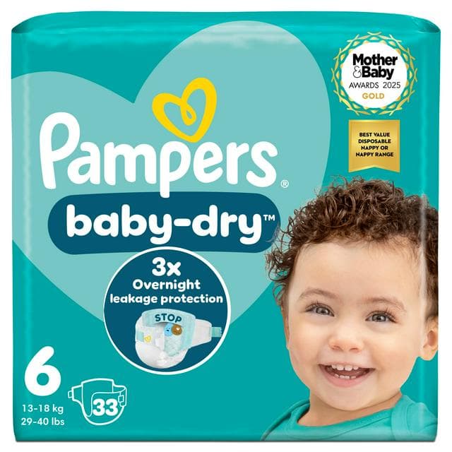 Pampers Baby-Dry Size 6, 31 Nappies, 13-18kg, Essential Pack - gallery image 1