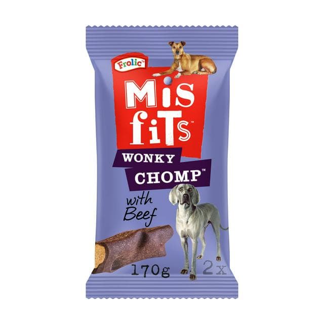 Misfits Wonky Chomp Adult Medium Dog Treats Liver 2 Stick 170g - gallery image 1