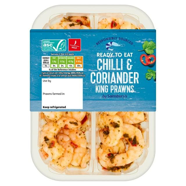 Sainsbury's Chilli & Coriander King Prawns ASC 150g - gallery image 1
