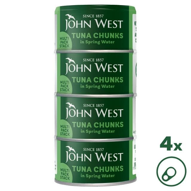 John West Tuna Chunks in Spring Water 4x125g (102g Drained) - gallery image 1
