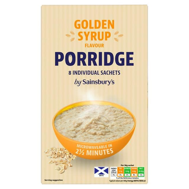 Sainsbury's Porridge Golden Syrup 8x36g - gallery image 1