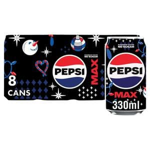 Pepsi Max No Sugar Cola Cans 8x330ml