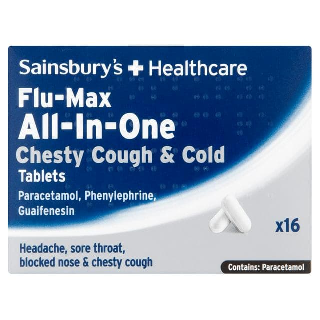 Sainsbury's Flu-Max All In one Cough & Cold Tablets x16 - gallery image 1