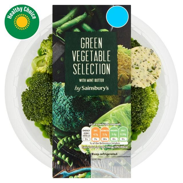 Sainsbury's Green Vegetable Selection with Mint Butter 260g - gallery image 1