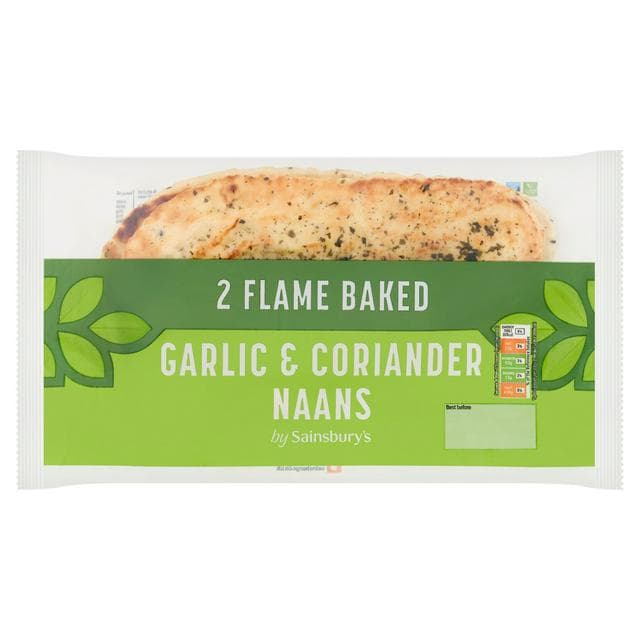 Sainsbury's Flame Baked Garlic & Coriander Naans x2 260g - gallery image 1