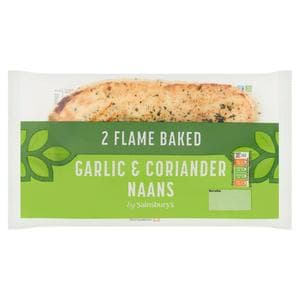 Sainsbury's Flame Baked Garlic & Coriander Naans x2 260g