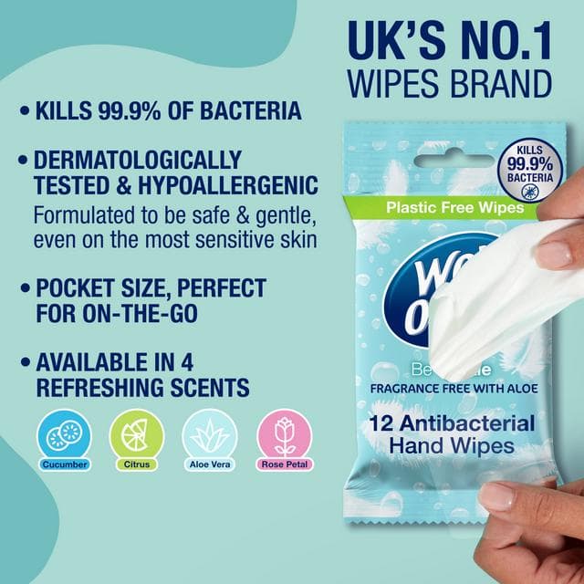 Wet Ones Be Gentle Antibacterial Hand & Body Wipes Fragrance Free with Aloe x12 - gallery image 2