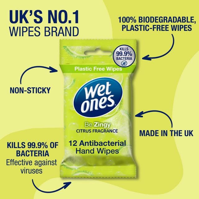 Wet Ones Be Zingy 12 x Anti-Bacterial Hand Wipes - gallery image 3