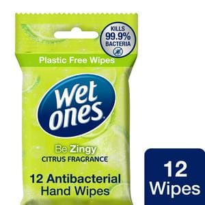 Wet Ones Zingy Antibacterial Hand Wipes x12