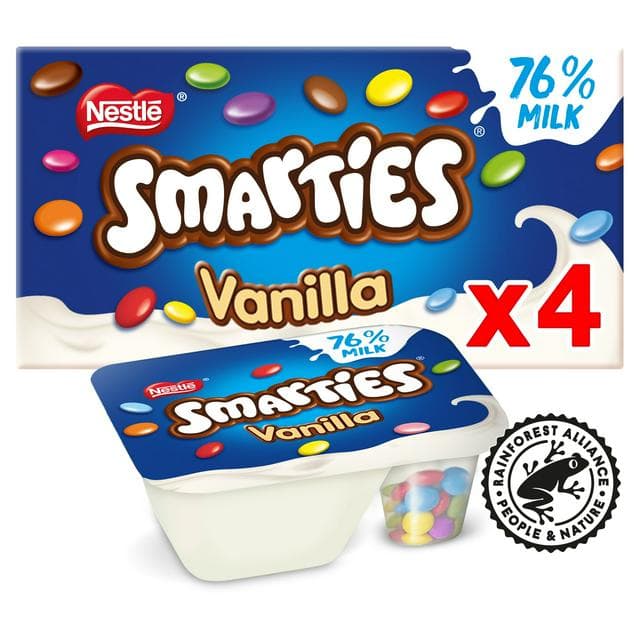 Smarties Vanilla Flavour Yogurt with Mini Smarties 4x107g - gallery image 1