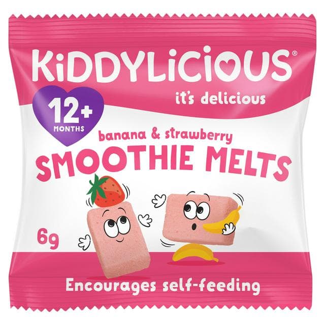Kiddylicious Strawberry & Banana Smoothie Melts Baby Snacks 6g - gallery image 1