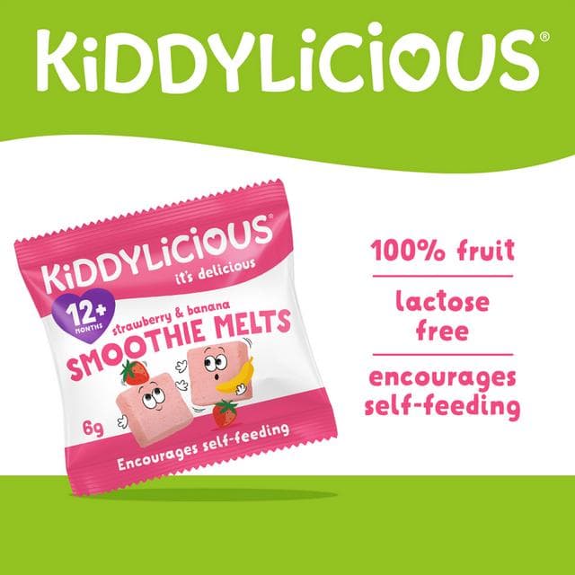 Kiddylicious Strawberry & Banana Smoothie Melts Baby Snacks 6g - gallery image 2