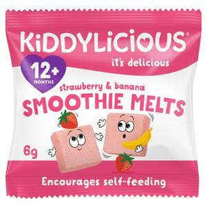 Kiddylicious Strawberry & Banana Smoothie Melts Baby Snacks 6g