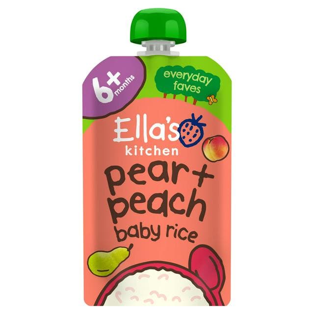 Ella's Kitchen Organic Pear & Peach Baby Rice Baby Food Pouch 4+ Months 120g - gallery image 1
