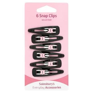 Sainsbury's Snap Clips Black x6