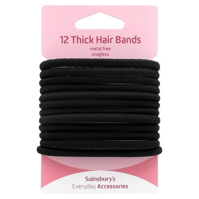 Sainsbury's No Damage Hair Bands Thick Black x12 - gallery image 1