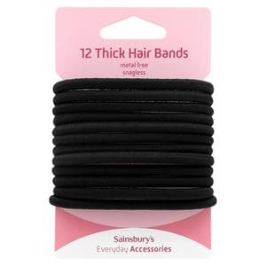 Sainsbury's No Damage Hair Bands Thick Black x12