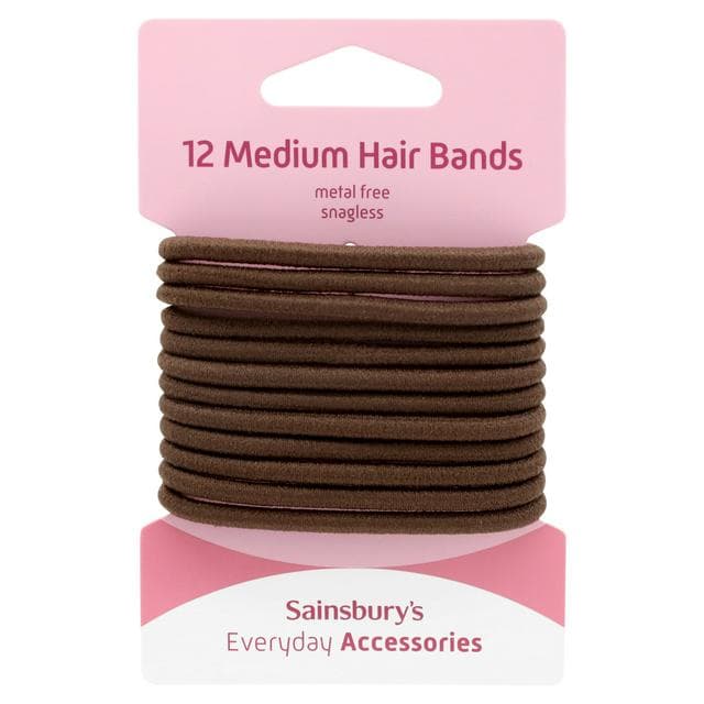 Sainsbury's No Damage Hair Bands Medium Brown x12 - gallery image 1