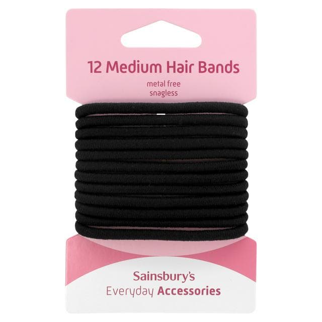 Sainsbury's No Damage Hair Bands Medium Black x12 - gallery image 1