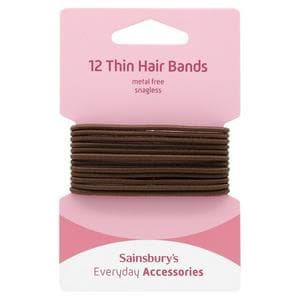 Sainsbury's No Damage Hair Bands Thin Brown x12