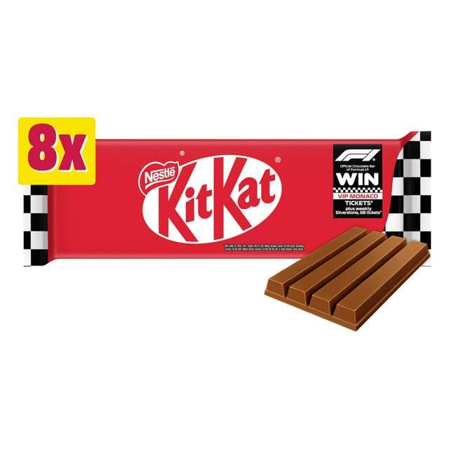 KitKat 4 Finger Milk Chocolate Biscuit Bar Multipack x8 332g - gallery image 1