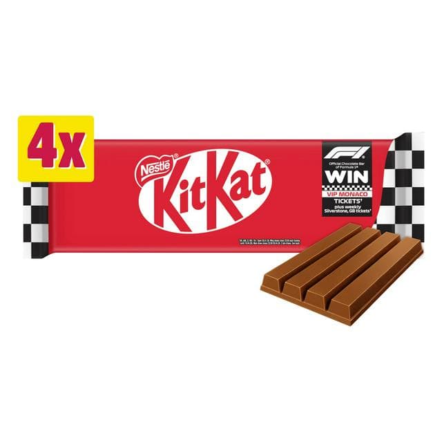 KitKat 4 Finger Milk Chocolate Biscuit Bar Multipack x4 41.5g - gallery image 1