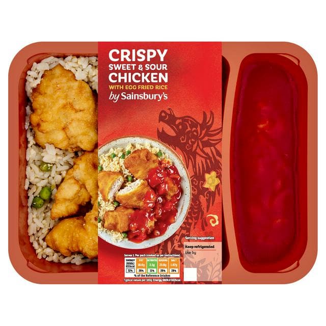 Sainsbury's Chinese Crispy Sweet & Sour Chicken with Egg Fried Rice Ready Meal For 1 400g - gallery image 1