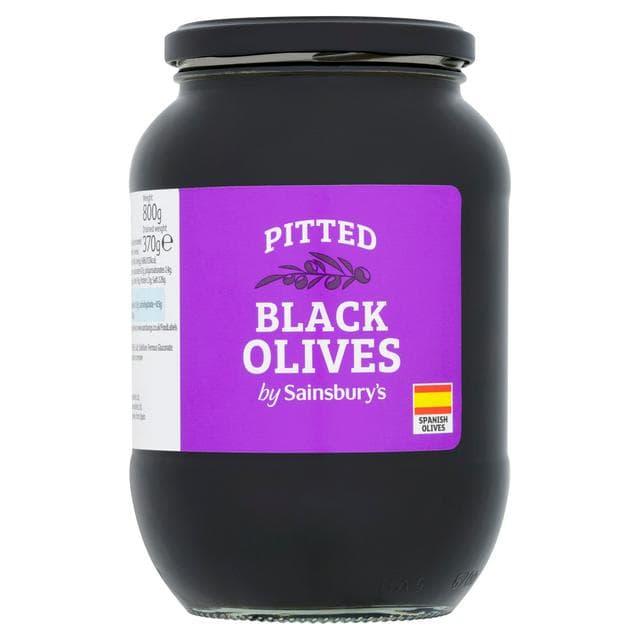 Sainsbury's Pitted Black Olives 800g (370g*) - gallery image 1
