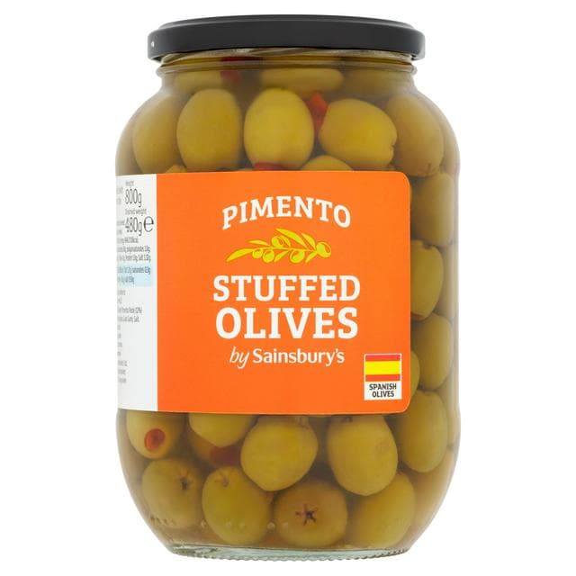 Sainsbury's Pimento Stuffed Olives 800g (480g*) - gallery image 1