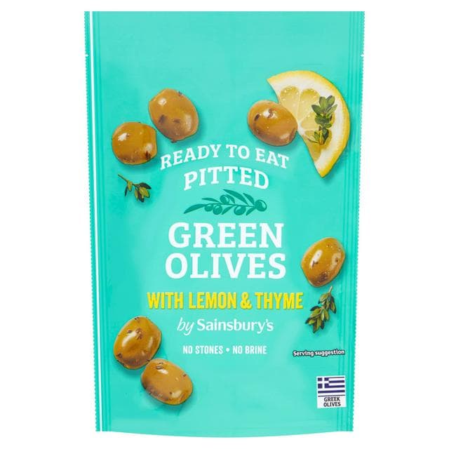 Sainsbury's Pitted Green Olives with Lemon & Thyme 70g - gallery image 1