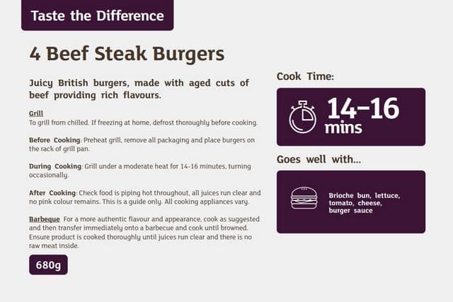 Sainsbury's 4 British Beef Steak Burgers, Taste the Difference 680g - gallery image 2