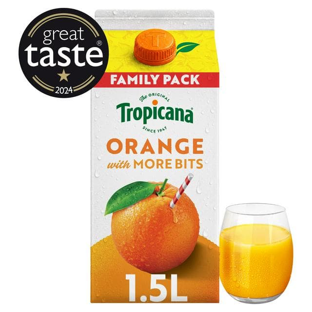 Tropicana Extra Pulpy Orange with More Juicy Bits Fruit Juice 1.5L - gallery image 1