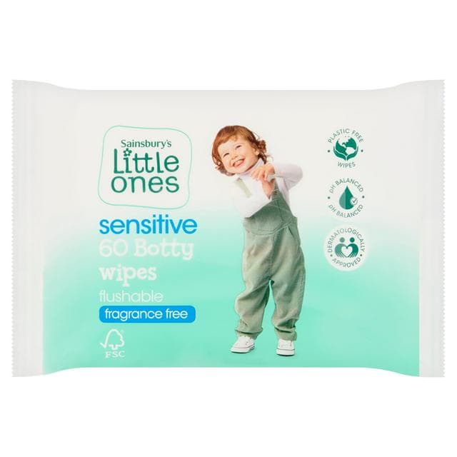 Sainsbury's Little Ones Sensitive Botty Wipes x60 - gallery image 1