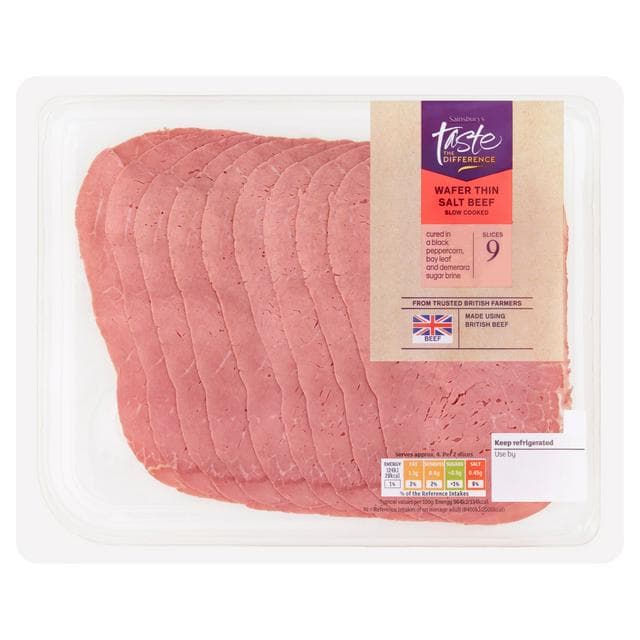 Sainsbury's Wafer Thin Salt Beef Slices, Taste the Difference x9 110g - gallery image 1