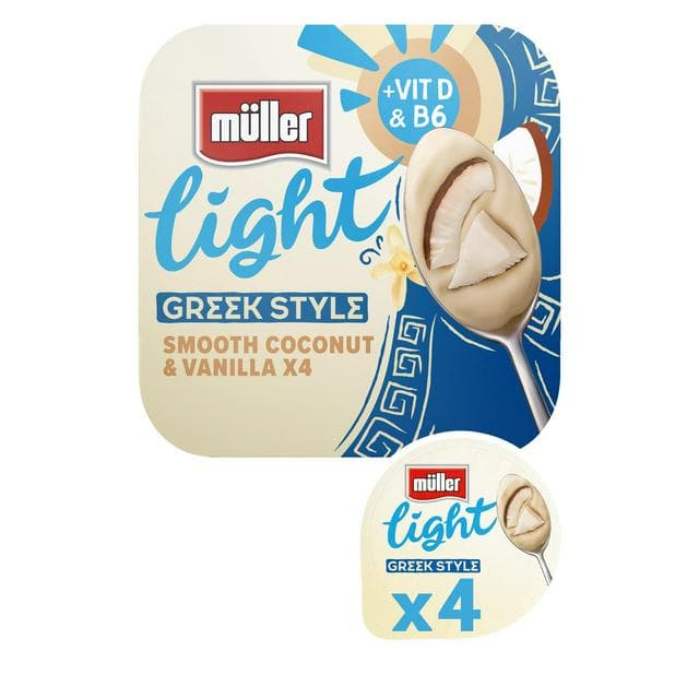 Müller Light Greek Style Coconut With A Hint Of Vanilla Yogurt 4x115g - gallery image 1