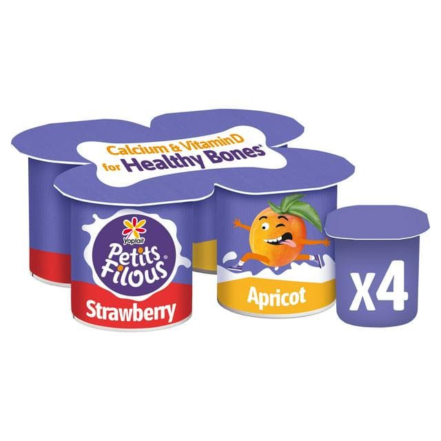 Petits Filous Kids Strawberry & Apricot Yoghurt 4x85g - gallery image 1