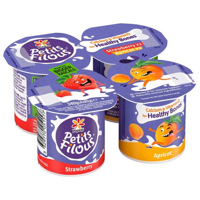 Petits Filous Kids Strawberry & Apricot Yoghurt 4x85g - gallery image 2