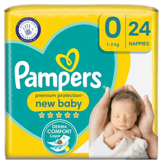 Pampers New Baby Size 0, Carry Pack, 24 Nappies - gallery image 1