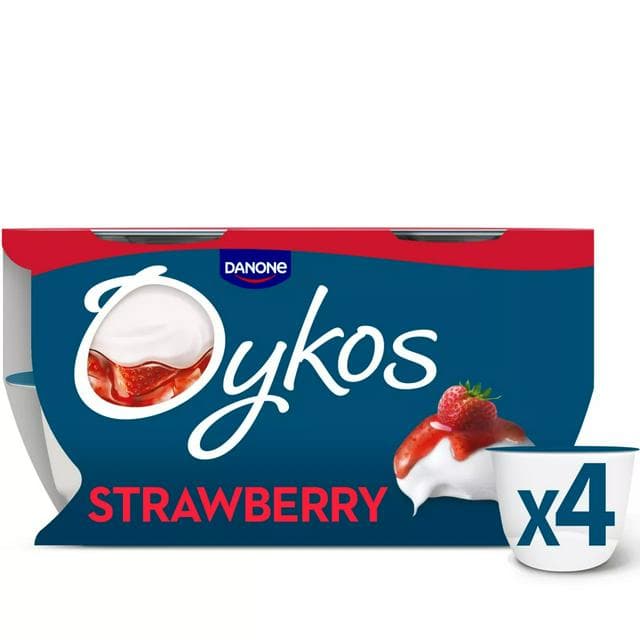 Oykos Strawberry Luxury Greek Style Yogurt 4x110g - gallery image 1