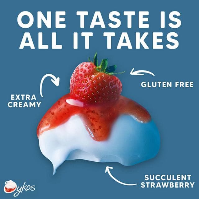 Oykos Strawberry Luxury Greek Style Yogurt 4x110g - gallery image 2