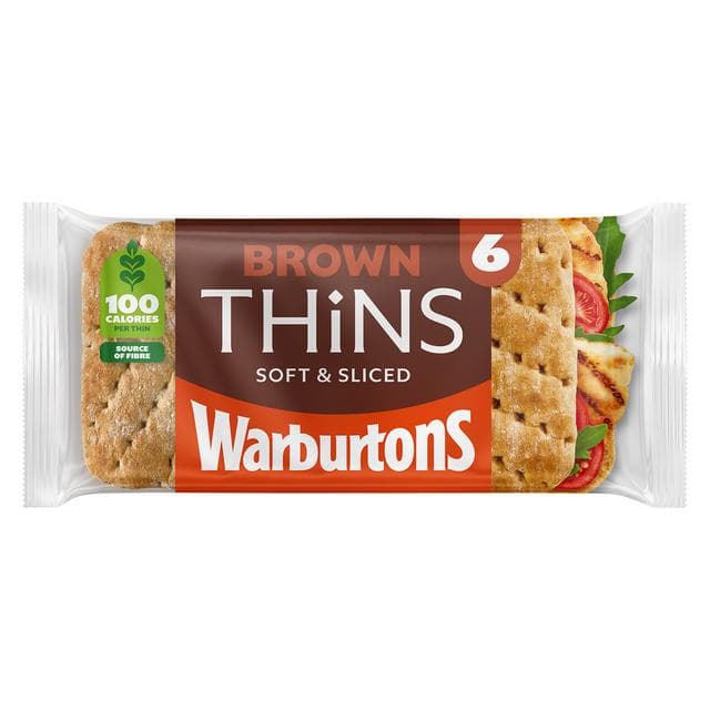 Warburtons Brown Sandwich Thins x6 - gallery image 2